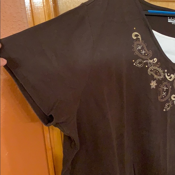 Chocolate brown short sleeve top - Picture 2 of 5